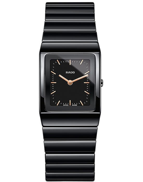 Rado Rado Ceramica R21702162  R21702162 кварцевые женские часы черный циферблат, браслет высокотехнологичная керамика — вид спереди