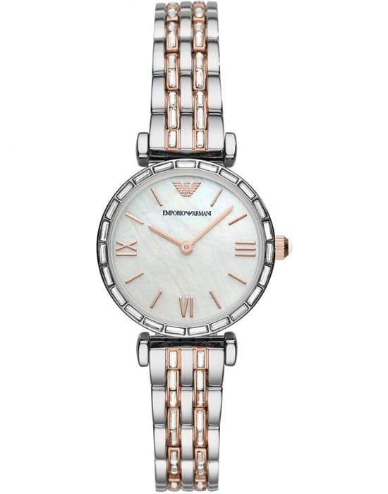 Emporio Armani Emporio Armani AR11290  AR11290 кварцевые мужские часы перламутровый циферблат, браслет сталь с ip покрытием — вид спереди
