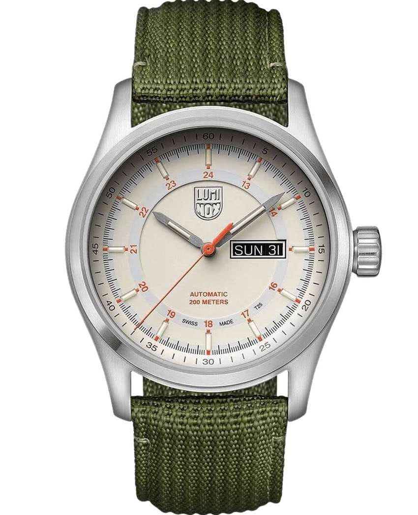 Luminox Luminox Atacama Field Automatic XL.1907.NF  XL.1907.NF механические мужские часы бежевый циферблат, браслет нейлон — вид спереди