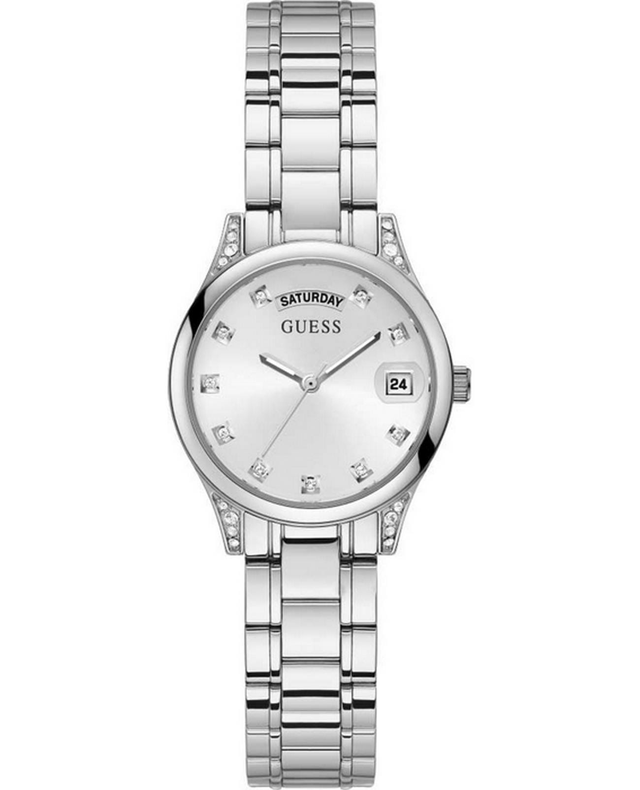 Guess Guess Dress Steel GW0385L1  GW0385L1 кварцевые женские часы серебристый циферблат, браслет нержавеющая сталь — вид спереди