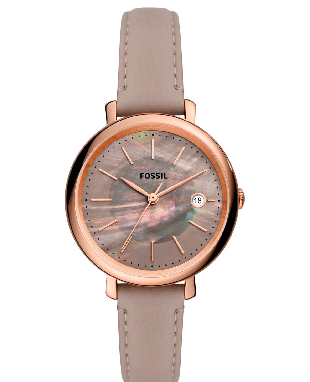 Fossil Fossil Carlie ES5091  ES5091 кварцевые женские часы перламутровый циферблат, браслет кожаный — вид спереди