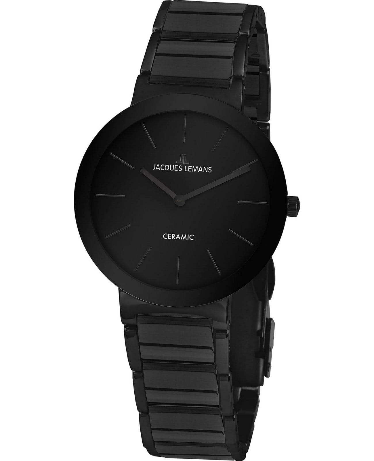 Jacques Lemans Jacques Lemans High Tech Ceramic 42-8G  42-8G кварцевые мужские часы черный циферблат, браслет керамика — вид спереди