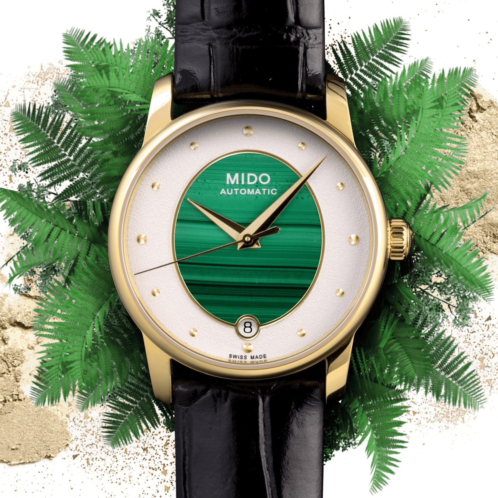 Mido Mido Baroncelli Wild Stone M035.207.36.461.00 механические женские часы часы крупный план  циферблата