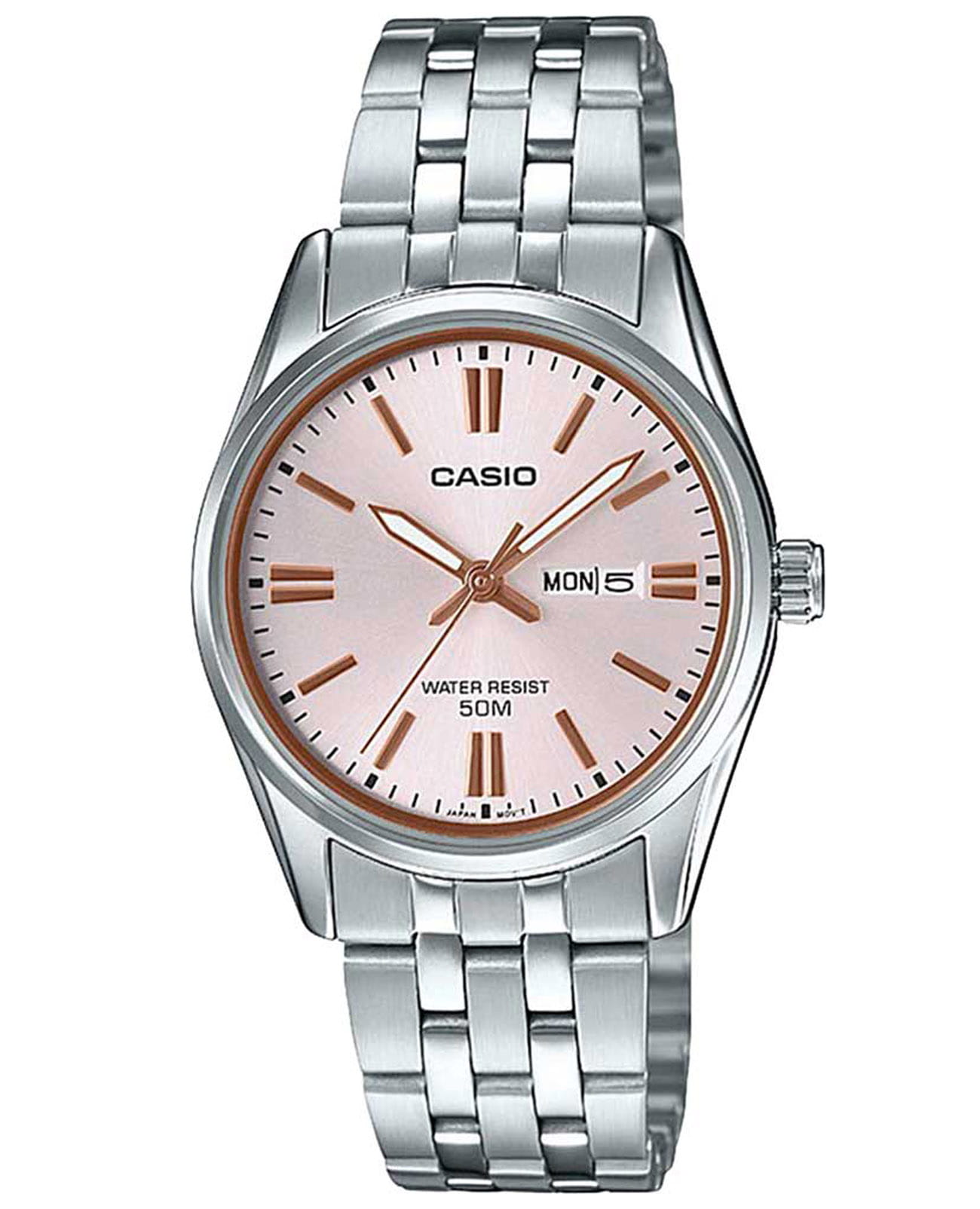 Casio Casio Collection LTP-1335D-4A  LTP-1335D-4A кварцевые женские часы розовый циферблат, браслет нержавеющая сталь — вид спереди