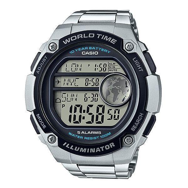 Casio Casio Illuminator AE-3000WD-1A  AE-3000WD-1A кварцевые мужские часы серый циферблат, браслет  — вид спереди