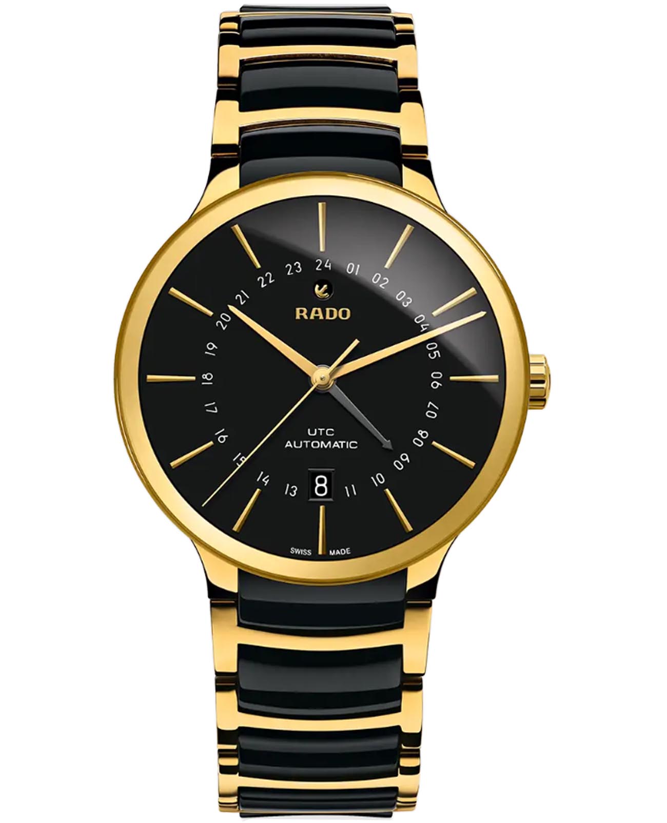 Rado Rado Centrix Automatic R30163162 Automatic R30163162 механические мужские часы черный циферблат, браслет сталь + pvd + керамика — вид спереди