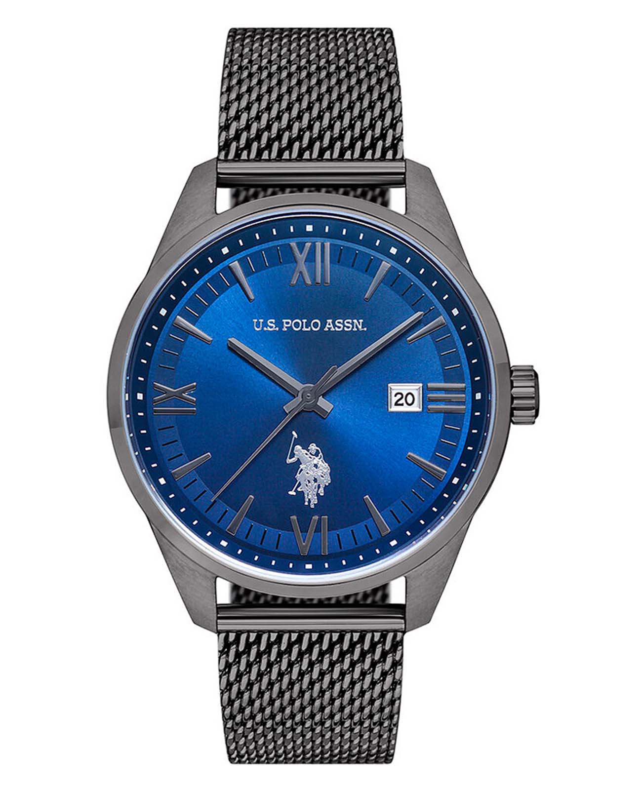 U.S. Polo Assn. U.S. Polo Assn. Fundamental USPA1001-02  USPA1001-02 кварцевые мужские часы синий циферблат, браслет нержавеющая сталь — вид спереди