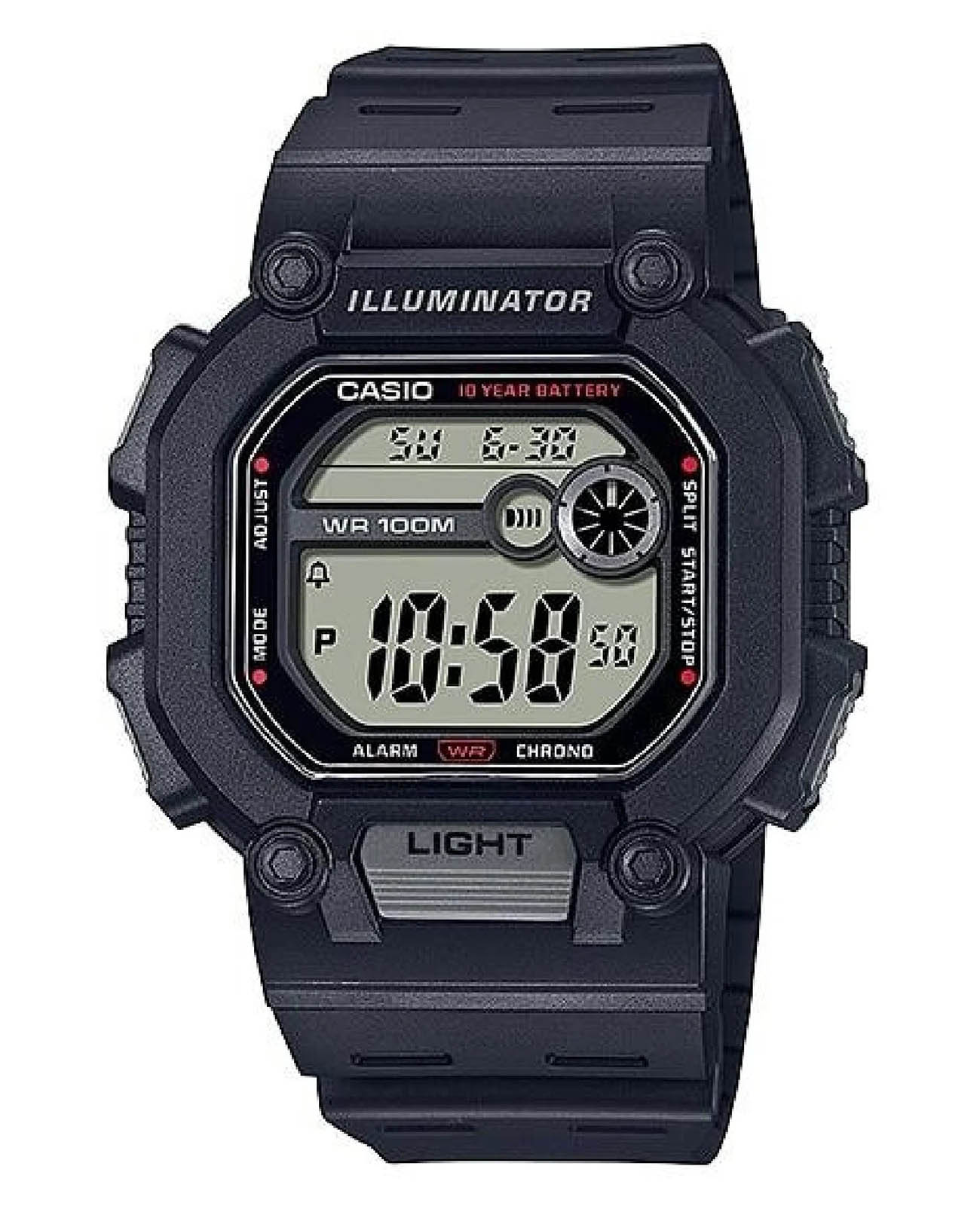 Casio Casio Collection W-737H-1AVDF (W-737H-1A)  W-737H-1A кварцевые мужские часы цветной циферблат, браслет пластик — вид спереди