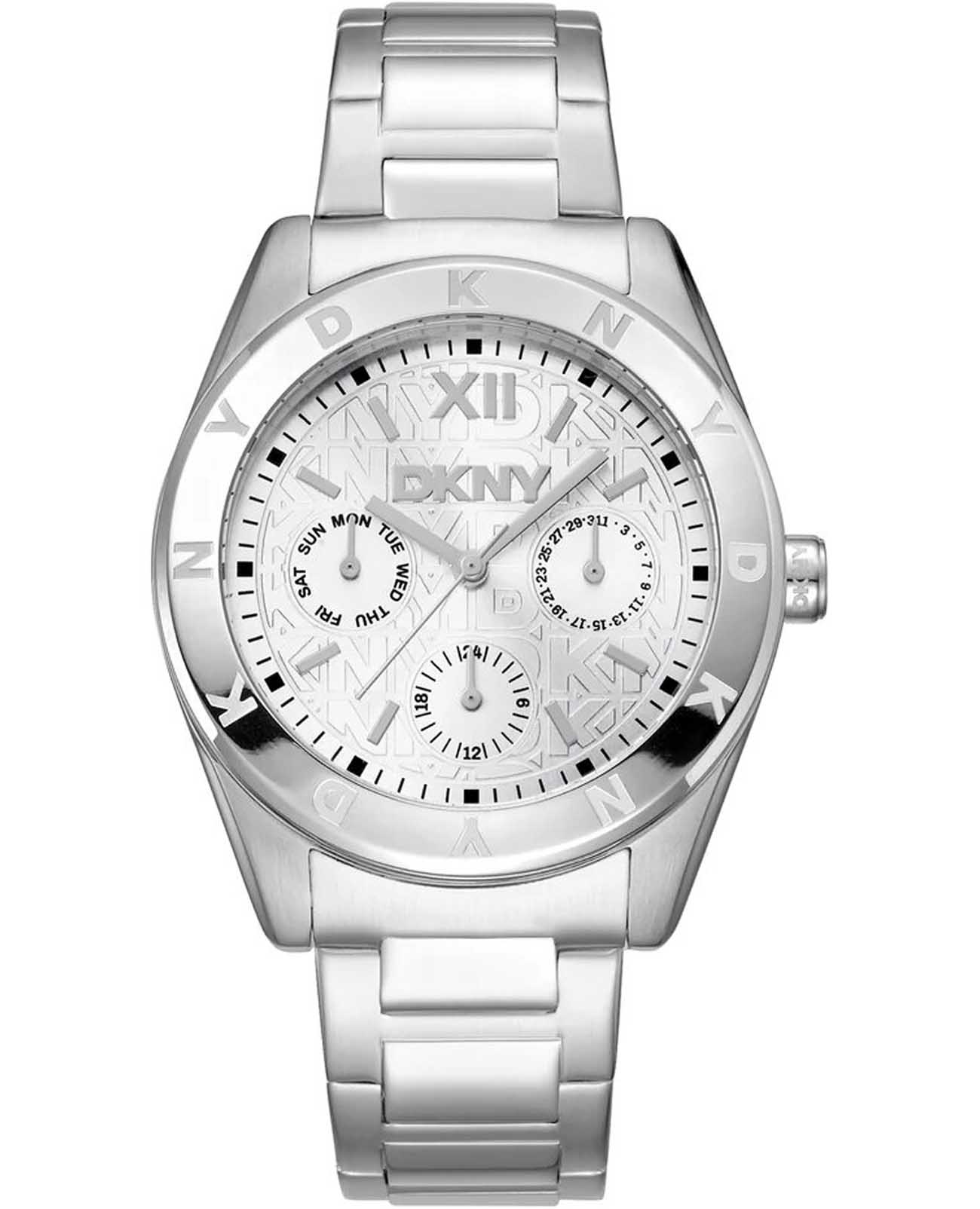 DKNY DKNY Chambers Multi Sport DK1L015M0025  DK1L015M0025 кварцевые женские часы серебристый циферблат, браслет нержавеющая сталь — вид спереди