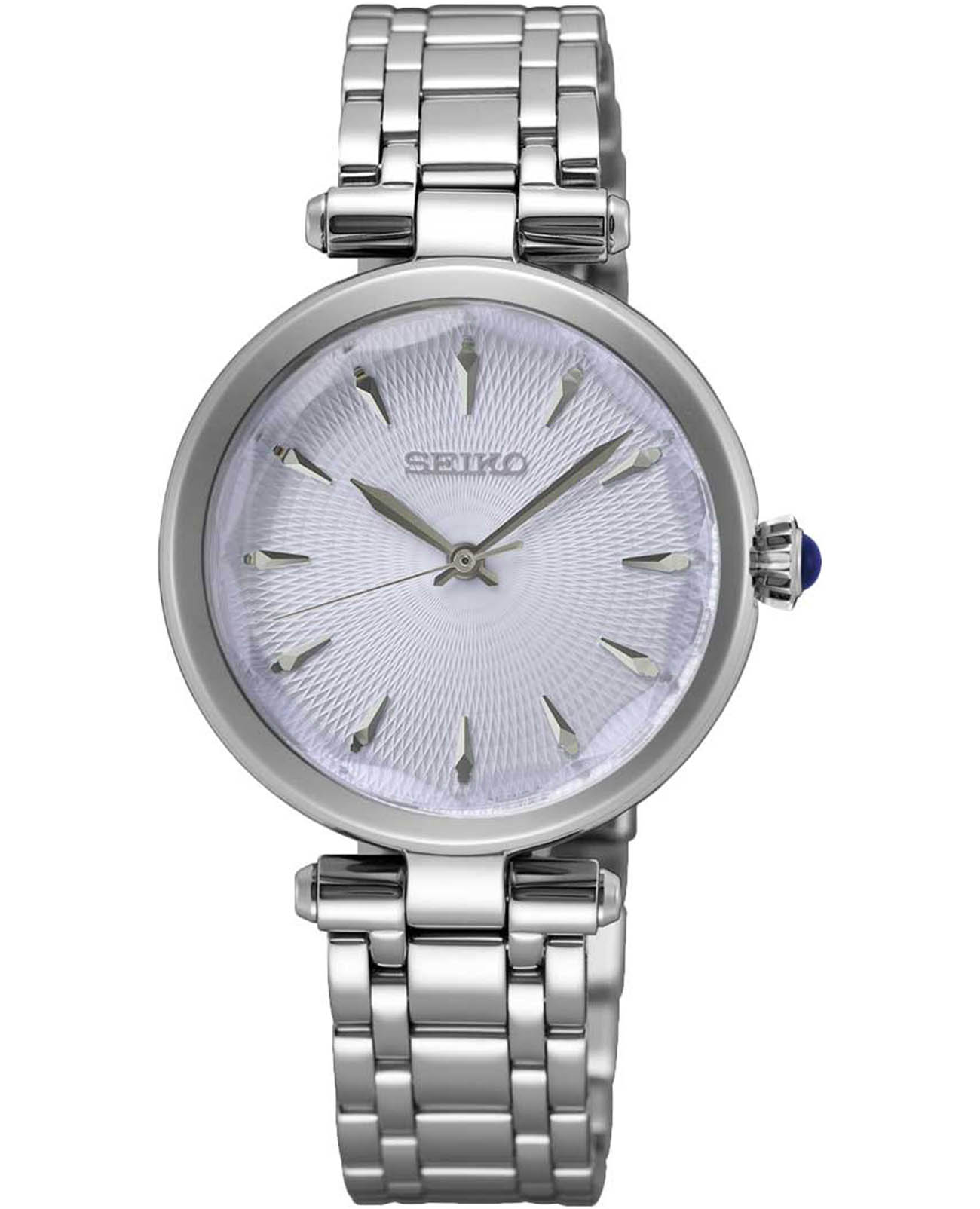 Seiko Seiko Discover More SRZ553  SRZ553 кварцевые женские часы голубой циферблат, браслет нержавеющая сталь — вид спереди