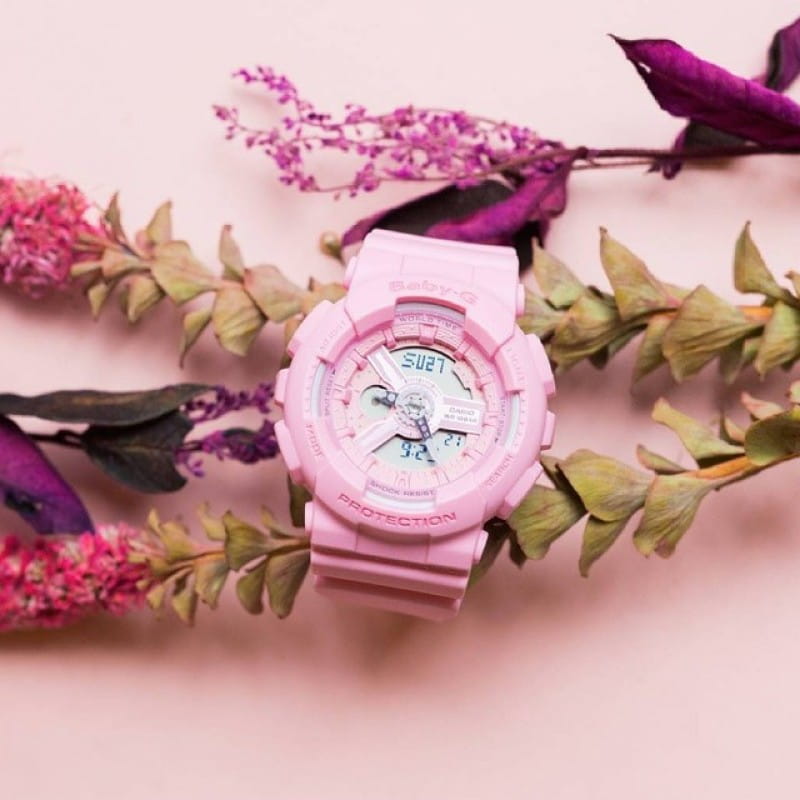 Casio Casio Baby-G BA-110-4A1 кварцевые женские часы часы крупный план розовый циферблата