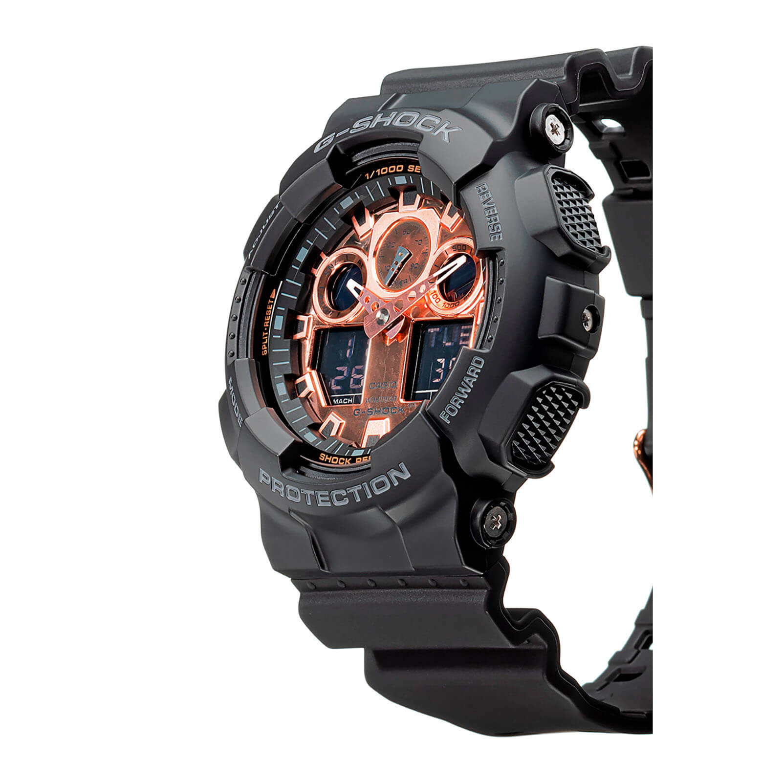 Casio Casio G-Shock GA-100MMC-1A электронные мужские часы часы крупный план золотой циферблата
