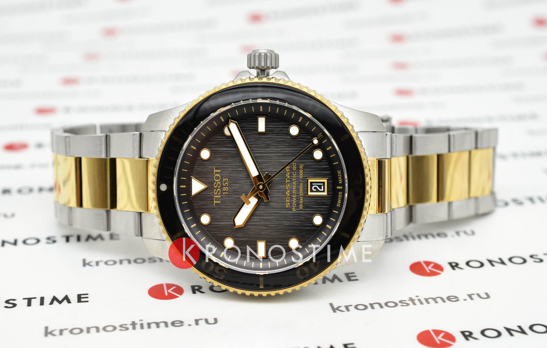 Tissot Tissot Seastar 1000 Powermatic 80 T120.807.22.051.00 механические мужские часы часы крупный план черный циферблата