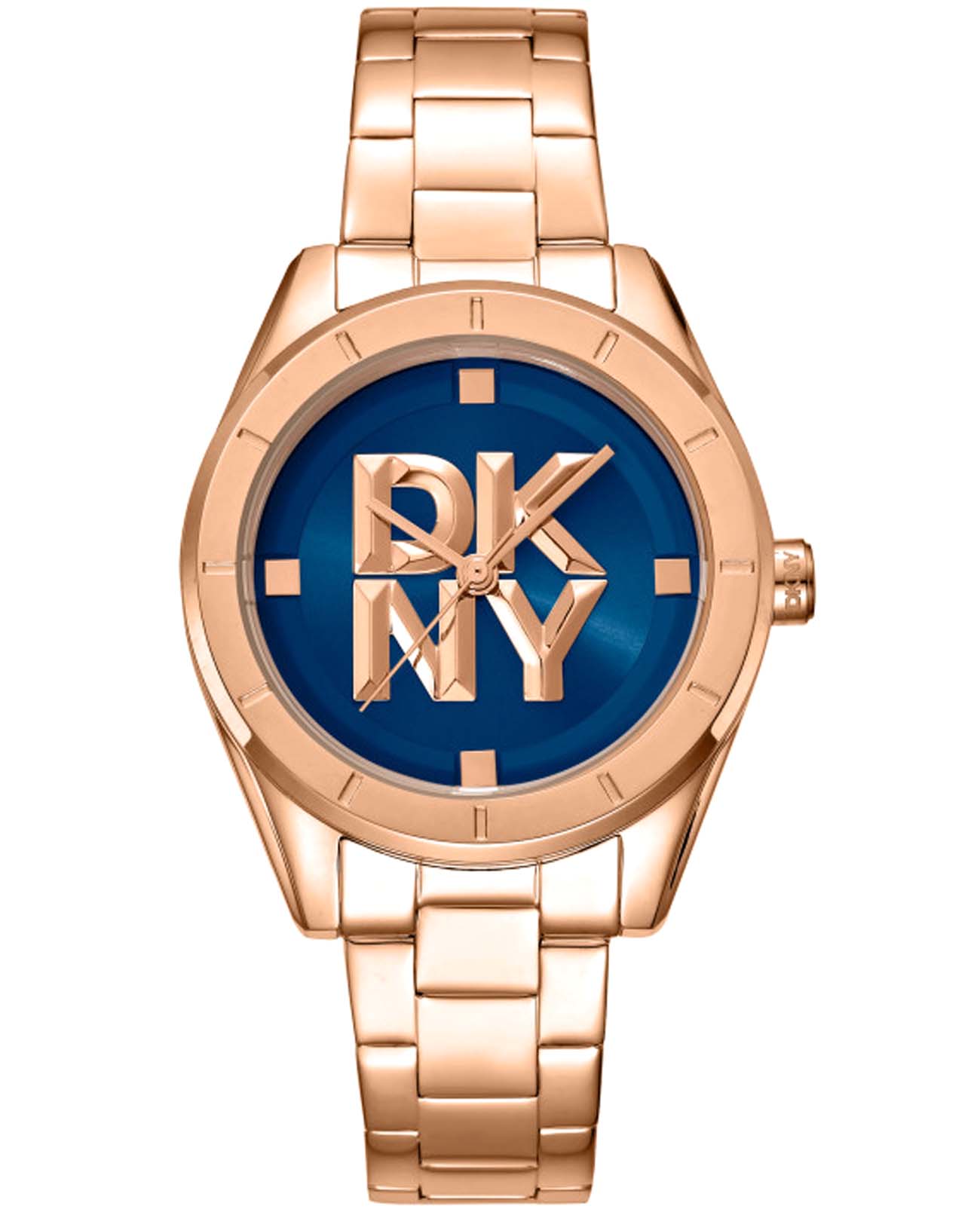 DKNY DKNY Chambers Midi DK1L016M0075  DK1L016M0075 кварцевые женские часы синий циферблат, браслет нержавеющая сталь с ip-покрытием — вид спереди