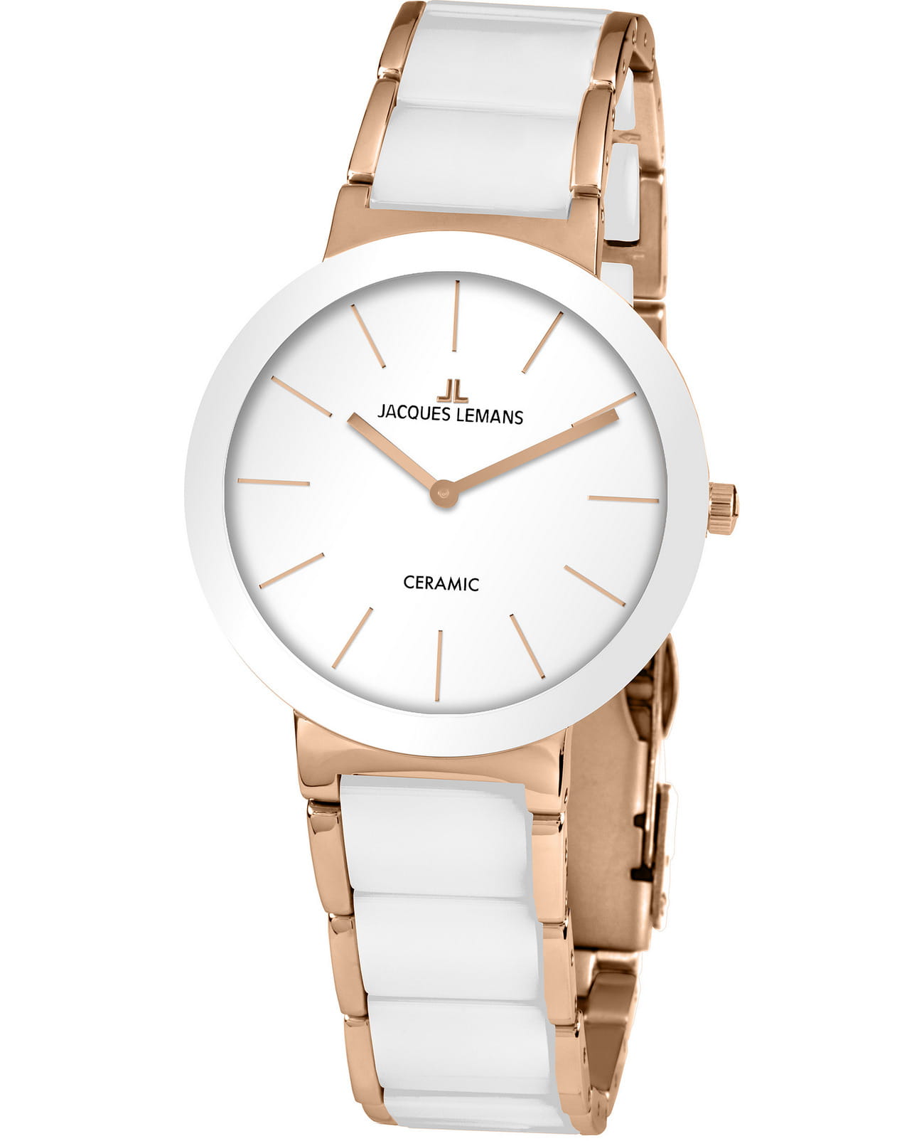 Jacques Lemans Jacques Lemans High Tech Ceramic 42-7D  42-7D кварцевые женские часы белый циферблат, браслет керамика — вид спереди