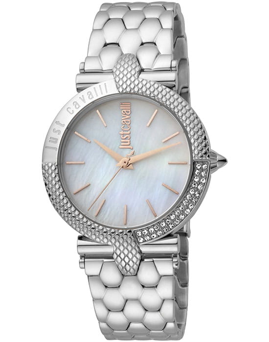 Just Cavalli Just Cavalli JC1L105M0055  JC1L105M0055 кварцевые женские часы перламутровый циферблат, браслет нержавеющая сталь — вид спереди