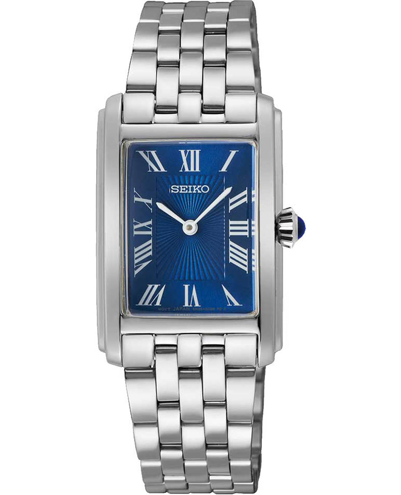 Seiko Seiko Discover More SWR085P1  SWR085P1 кварцевые женские часы синий циферблат, браслет нержавеющая сталь с pvd-покрытием — вид спереди