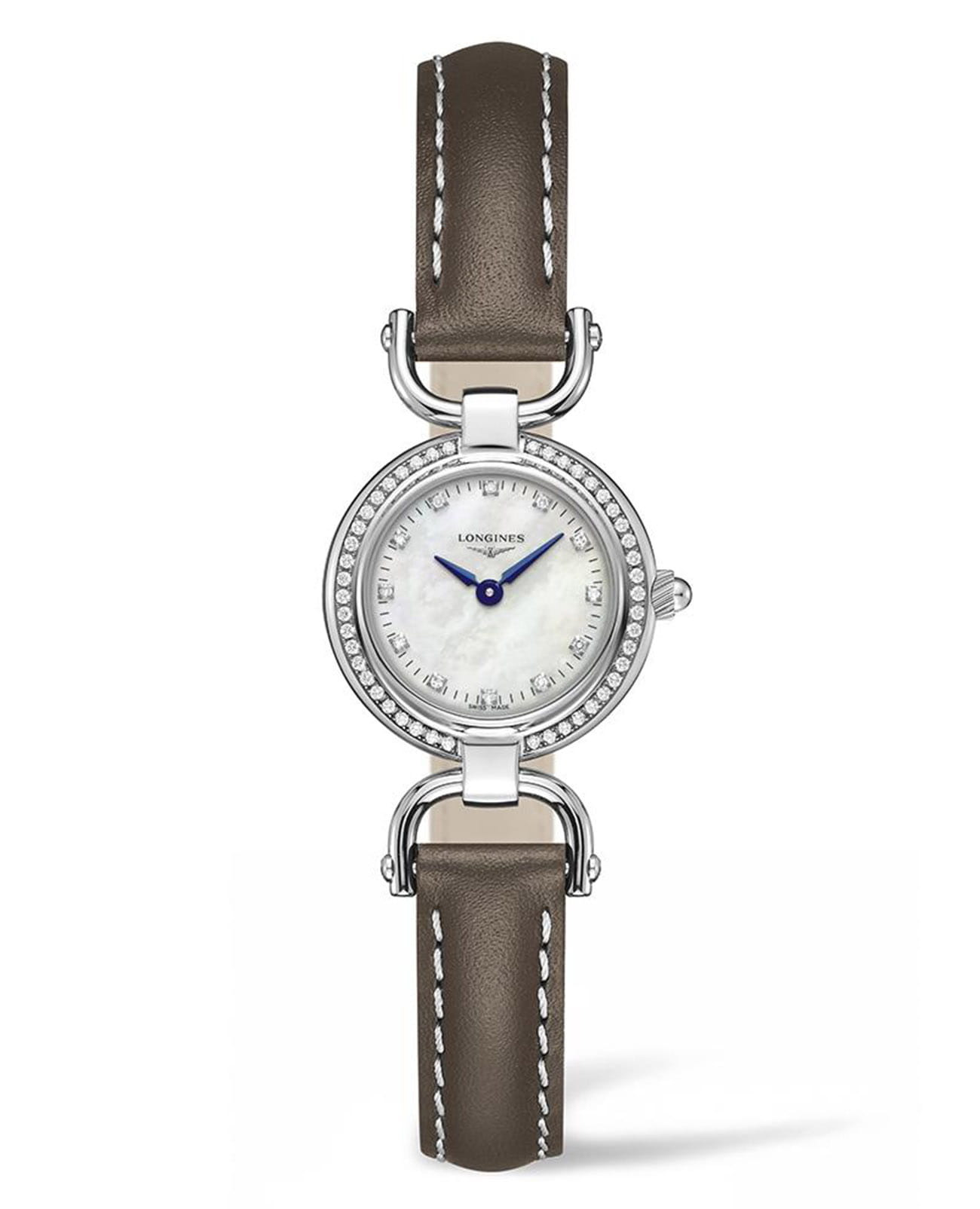 Longines Longines Equestrian Collection L6.129.0.87.2  L61290872 кварцевые женские часы перламутровый циферблат, браслет кожаный — вид спереди