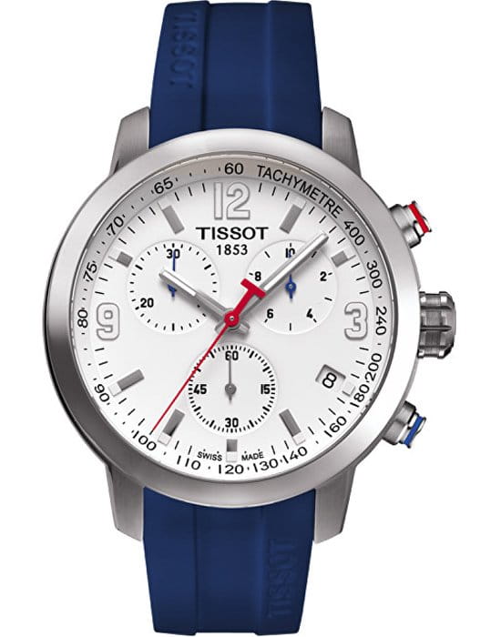 Tissot Tissot PRC 200 Ice Hockey Special Edition T055.417.17.017.02 PRS 200 T0554171701702 кварцевые мужские часы белый циферблат, браслет каучук — вид спереди