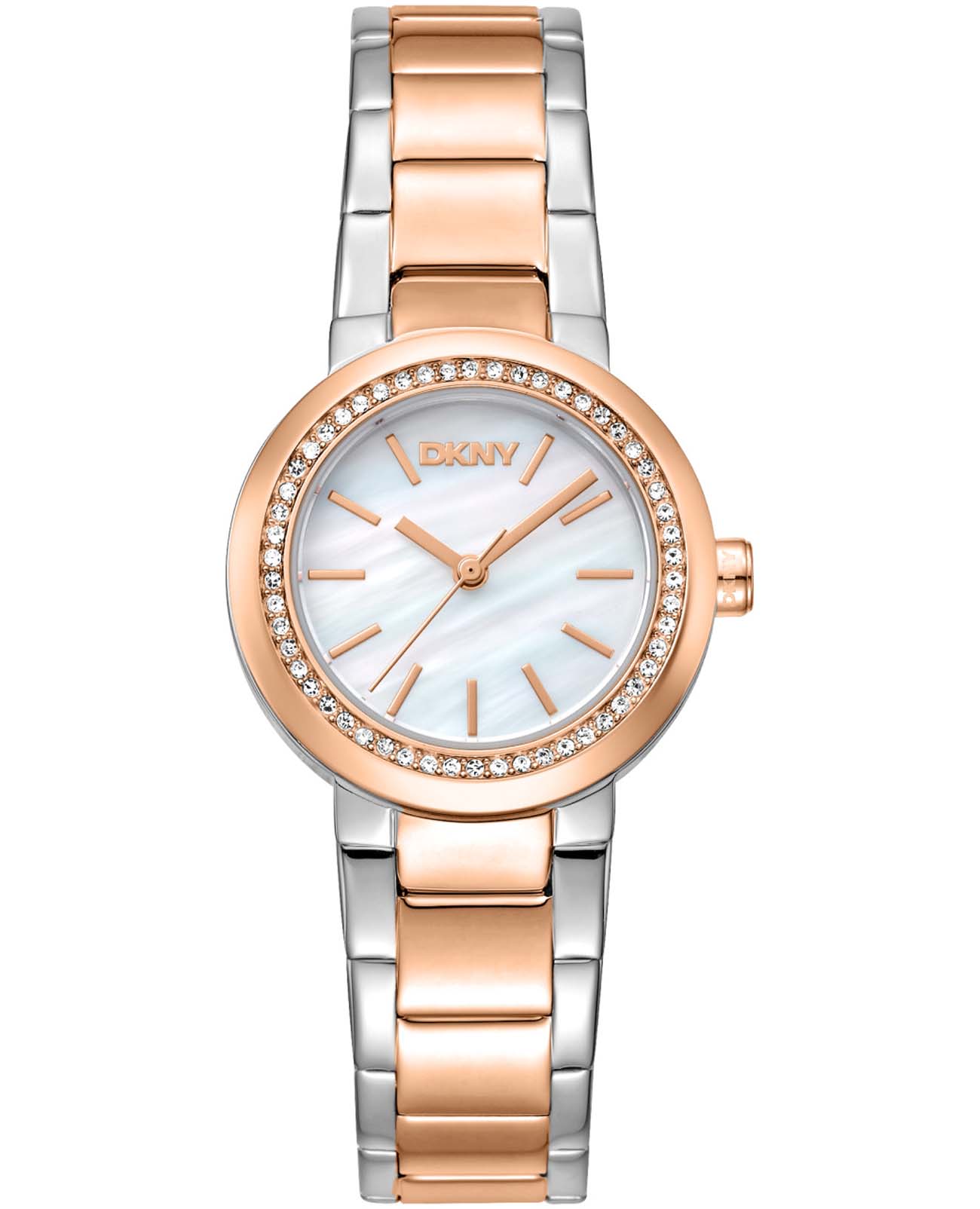 DKNY DKNY Eastside Mini DK1L024M0175  DK1L024M0175 кварцевые женские часы перламутровый циферблат, браслет нержавеющая сталь с ip-покрытием — вид спереди