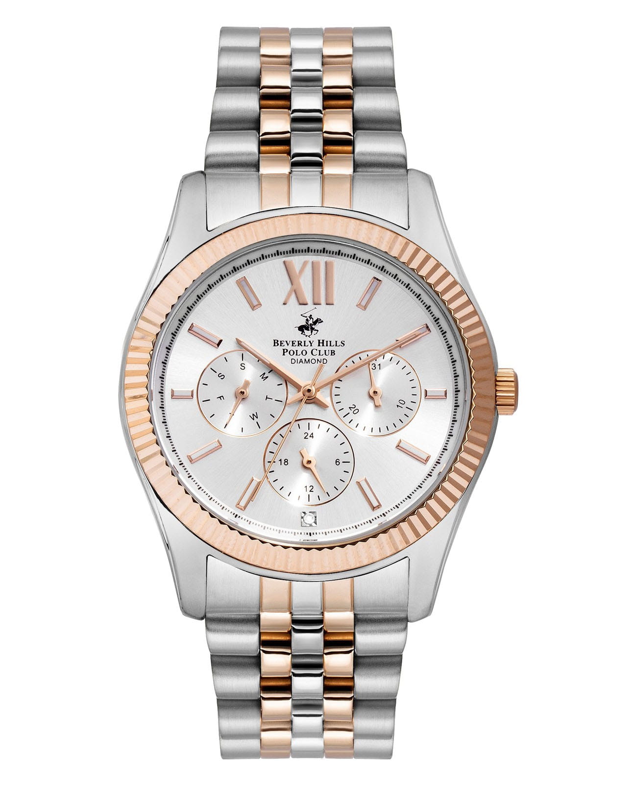 Beverly Hills Polo Club Beverly Hills Polo Club BP3082C.530  BP3082C.530 кварцевые женские часы золотой циферблат, браслет суперметалл с ip покрытием — вид спереди