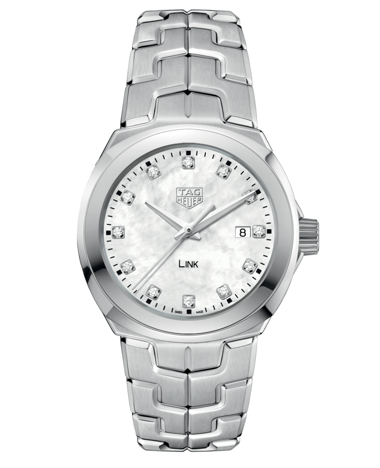 TAG Heuer TAG Heuer Link WBC1312.BA0600  WBC1312.BA0600 кварцевые женские часы белый циферблат, браслет нержавеющая сталь — вид спереди