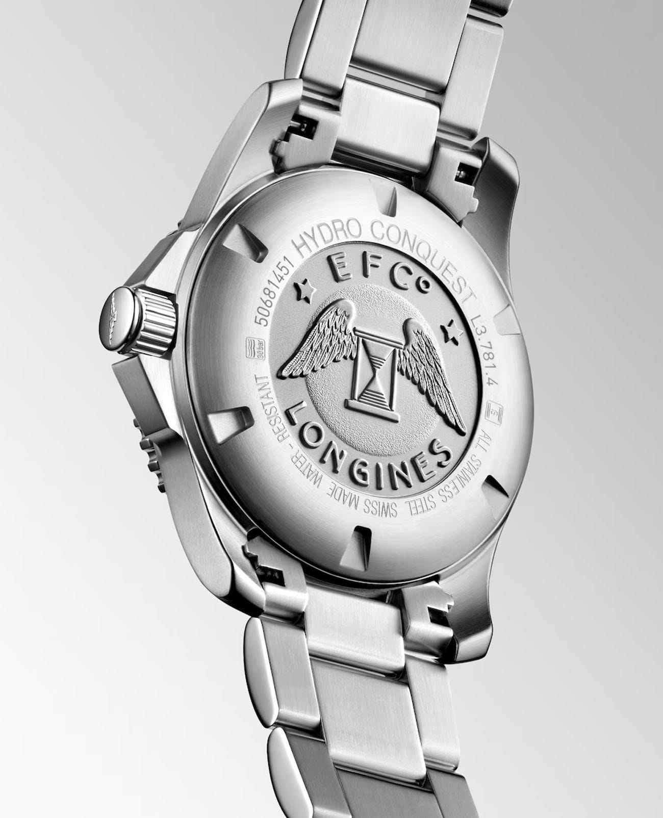 Longines Longines HydroConquest L3.781.4.05.6, hydroconquest швейцария мужские часы на браслете нержавеющая сталь боковой вид