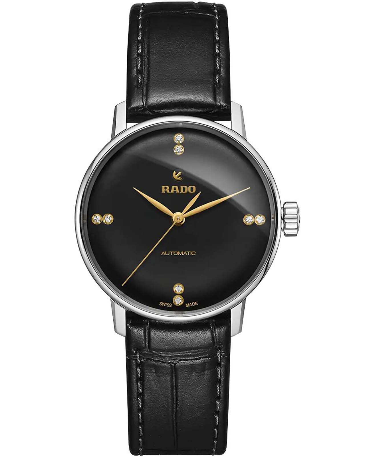 Rado Rado Coupole Classic R22862715 Classic R22862715 механические женские часы черный циферблат, браслет кожаный — вид спереди