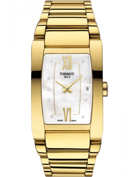 Tissot Tissot Generosi-T T105.309.33.116.00  T1053093311600 кварцевые женские часы перламутровый циферблат, браслет сталь c pvd покрытием — вид спереди