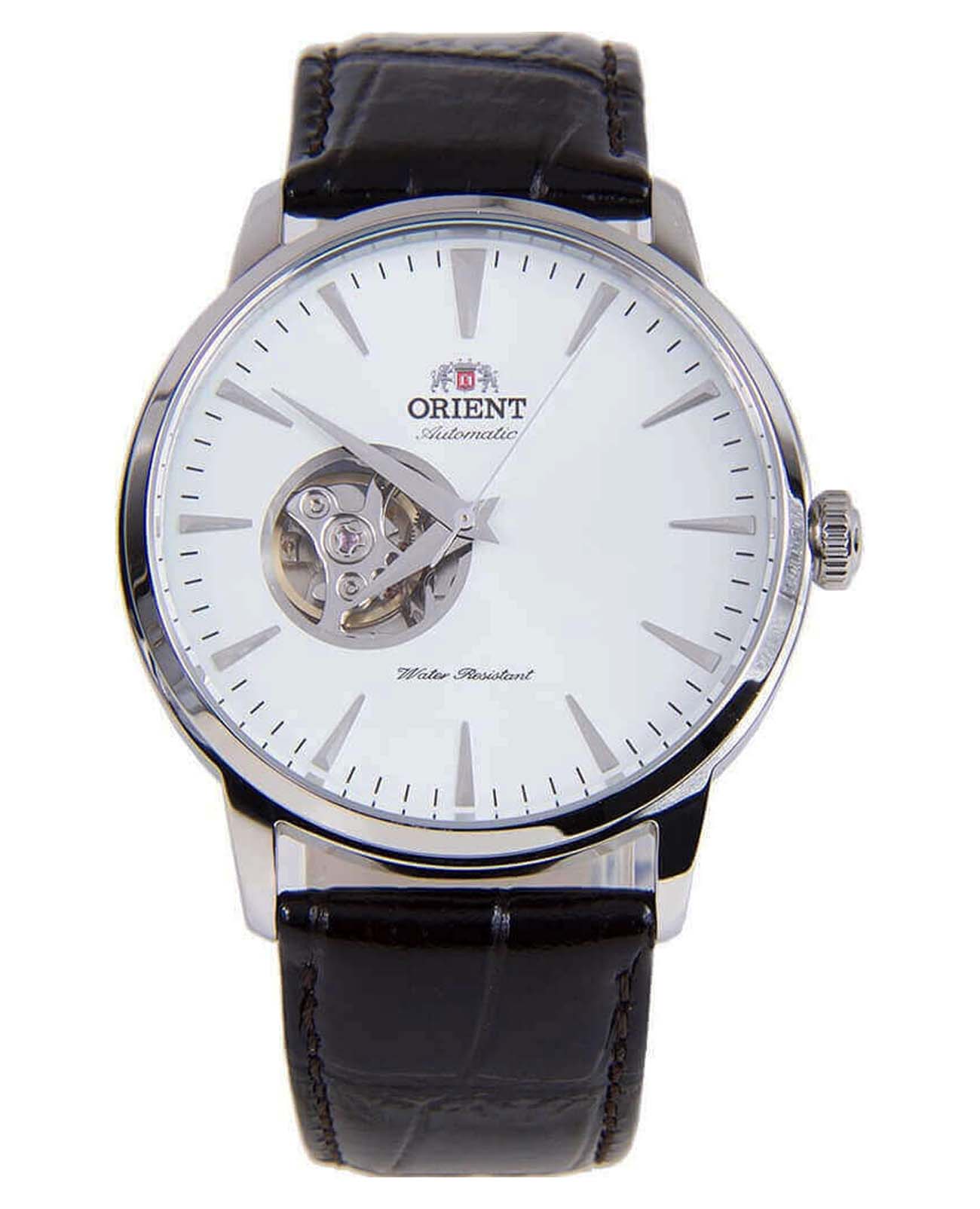 Orient Orient Automatic AG02005W  AG02005W механические мужские часы белый циферблат, браслет кожаный — вид спереди