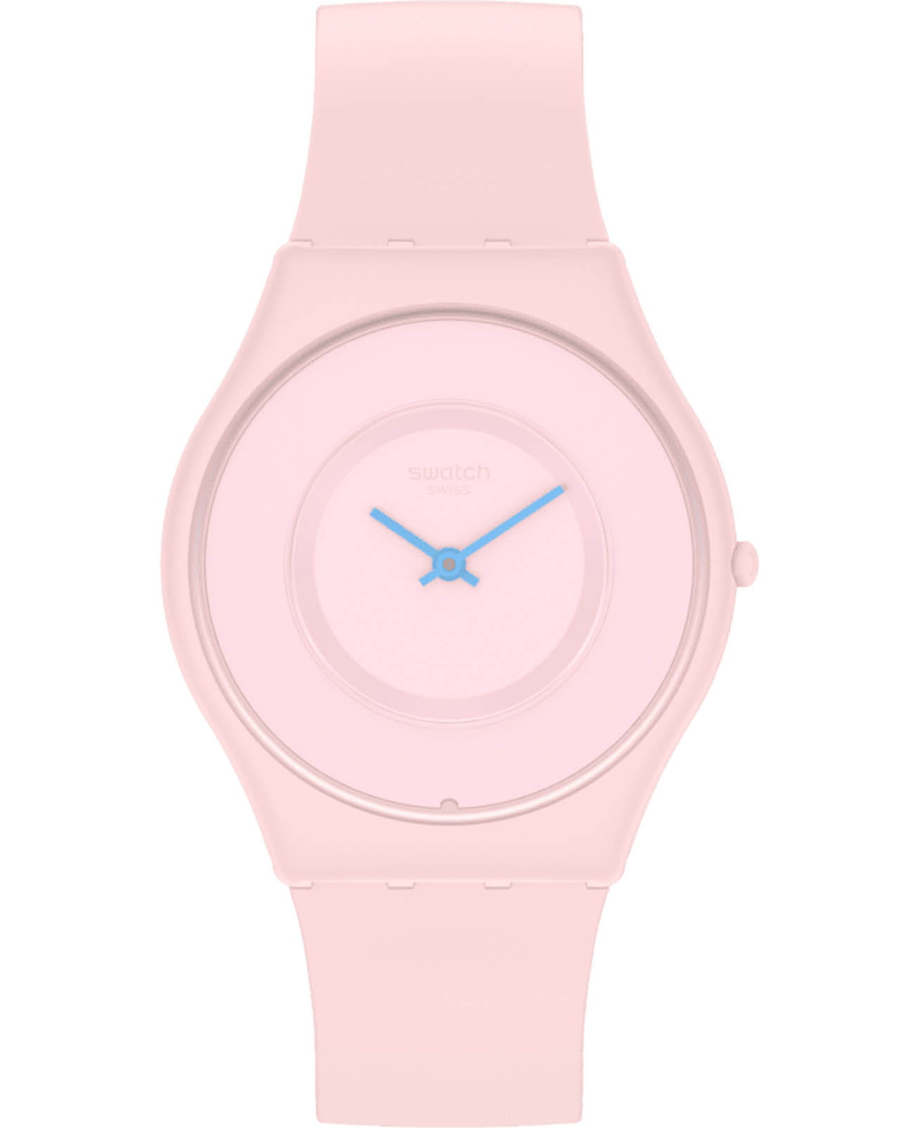 Swatch Swatch Skin Classic Bioceramic SS09P100  SS09P100 кварцевые женские часы розовый циферблат, браслет силикон — вид спереди