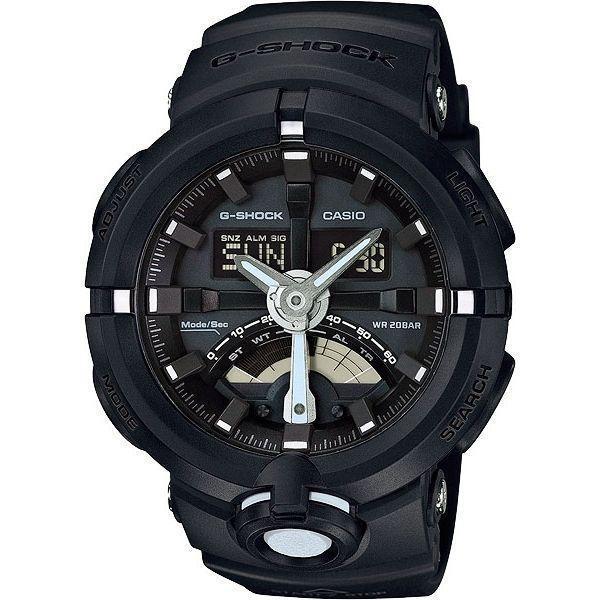 Casio Casio G-Shock GA-500-1A GA GA-500-1A электронные мужские часы черный циферблат, браслет  — вид спереди