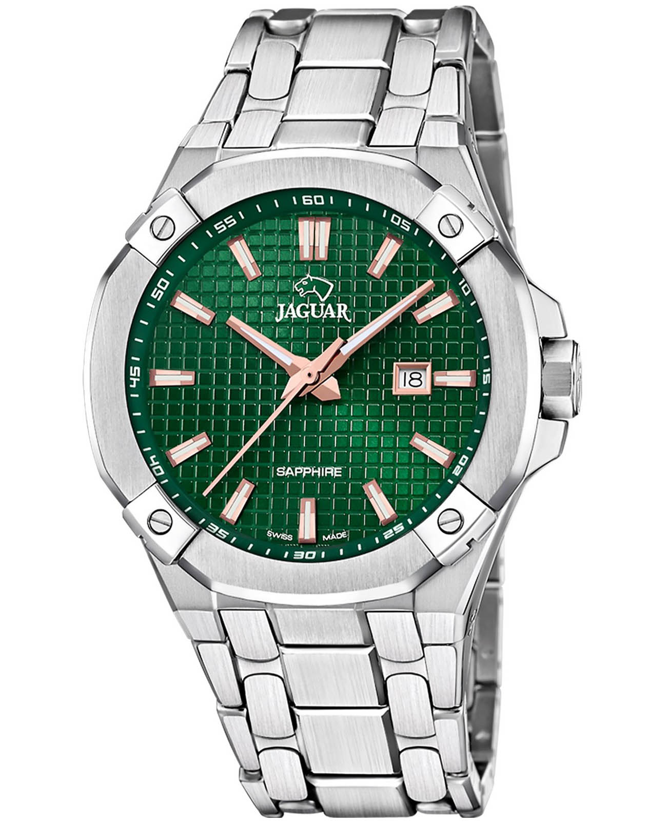 Jaguar Jaguar Diplomatic Quartz J1009/3  J1009/3 кварцевые мужские часы зеленый циферблат, браслет нержавеющая сталь — вид спереди