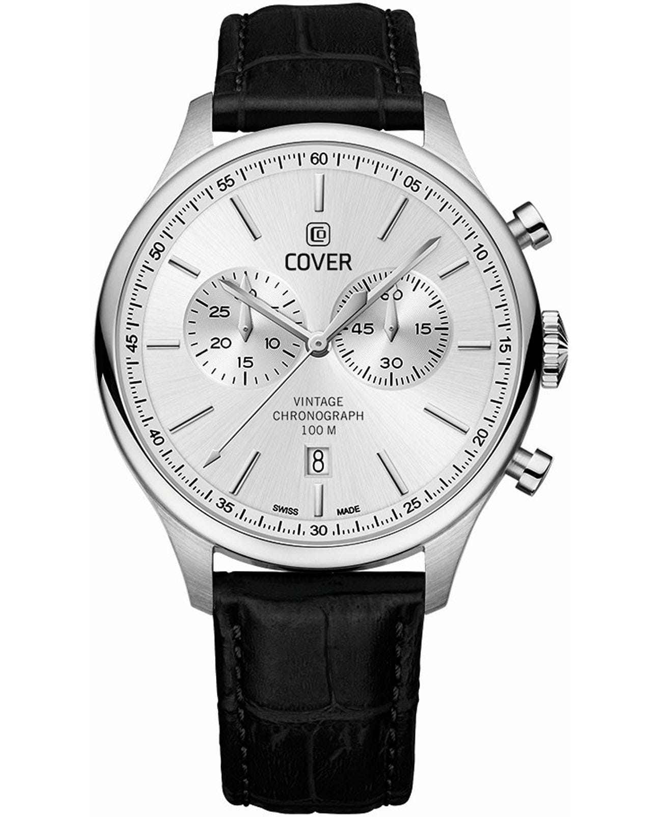 Cover Cover Chapman CO192.04  CO192.04 кварцевые мужские часы серебристый циферблат, браслет кожаный — вид спереди