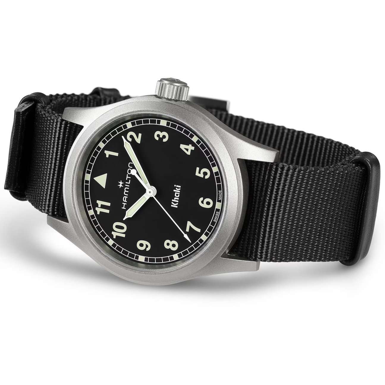 Hamilton Hamilton Khaki Field Quartz 38mm H69401430, khaki field швейцария мужские часы на браслете тканевый боковой вид