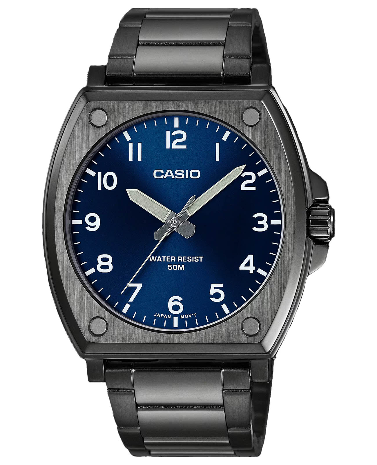 Casio Casio Collection MTP-E730B-2AV  MTP-E730B-2A кварцевые мужские часы синий циферблат, браслет нержавеющая сталь с ip-покрытием — вид спереди