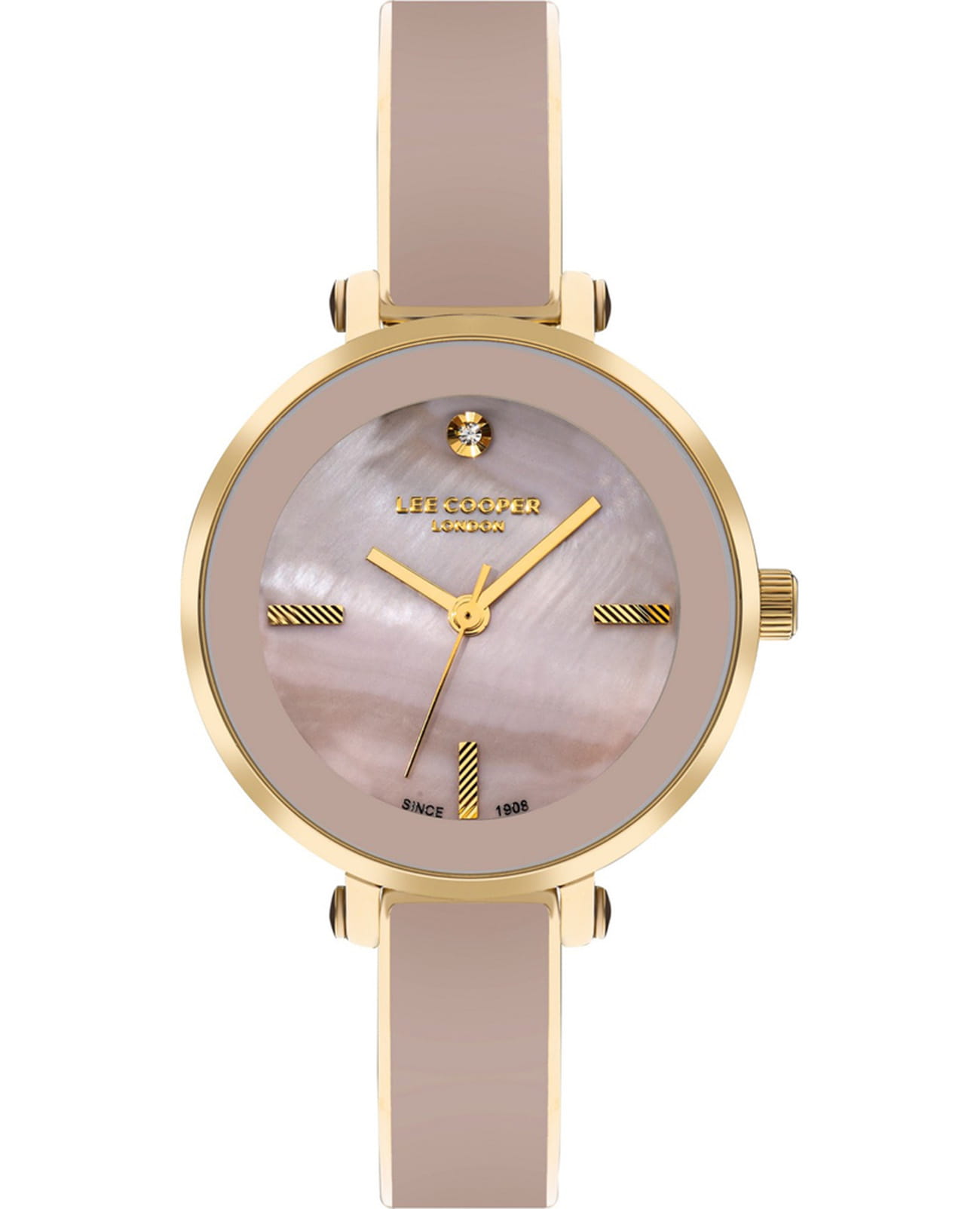 Lee Cooper Lee Cooper LC07813.180  LC07813.180 кварцевые женские часы бежевый циферблат, браслет нержавеющая сталь с pvd-покрытием — вид спереди