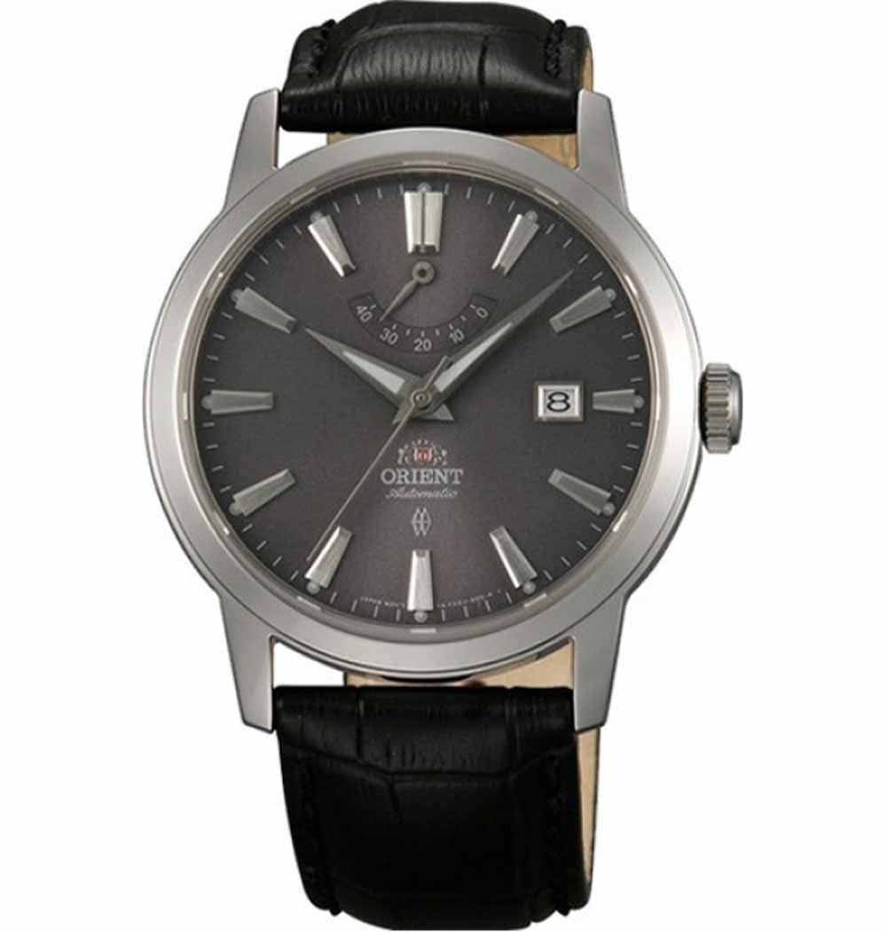 Orient Orient AF05003A (FAF05003A)  FAF05003A механические мужские часы черный циферблат, браслет кожаный — вид спереди