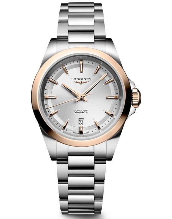 Longines Longines Conquest L3.320.5.72.6  L33205726 механические женские часы зеленый циферблат, браслет нержавеющая сталь — вид спереди