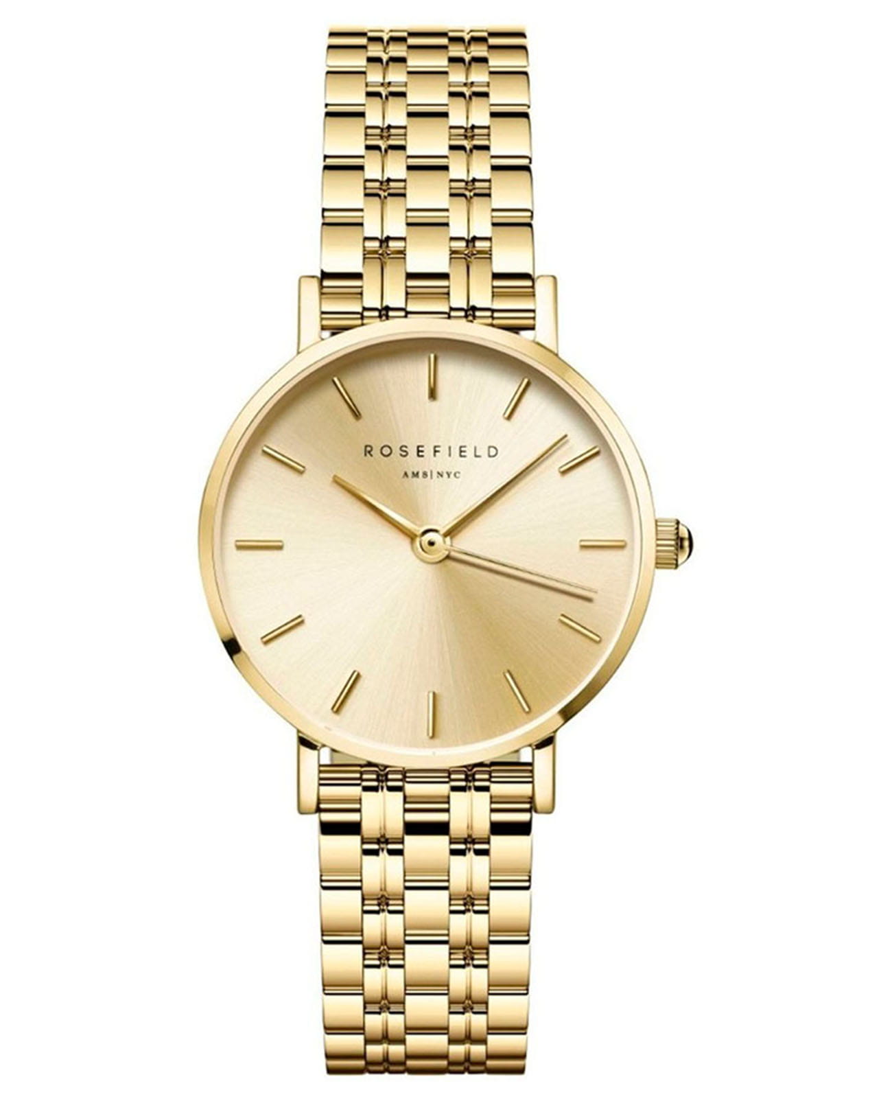 Rosefield Rosefield The Small Edit SCGSG-S05  SCGSG-S05 кварцевые женские часы золотой циферблат, браслет сталь c pvd покрытием — вид спереди