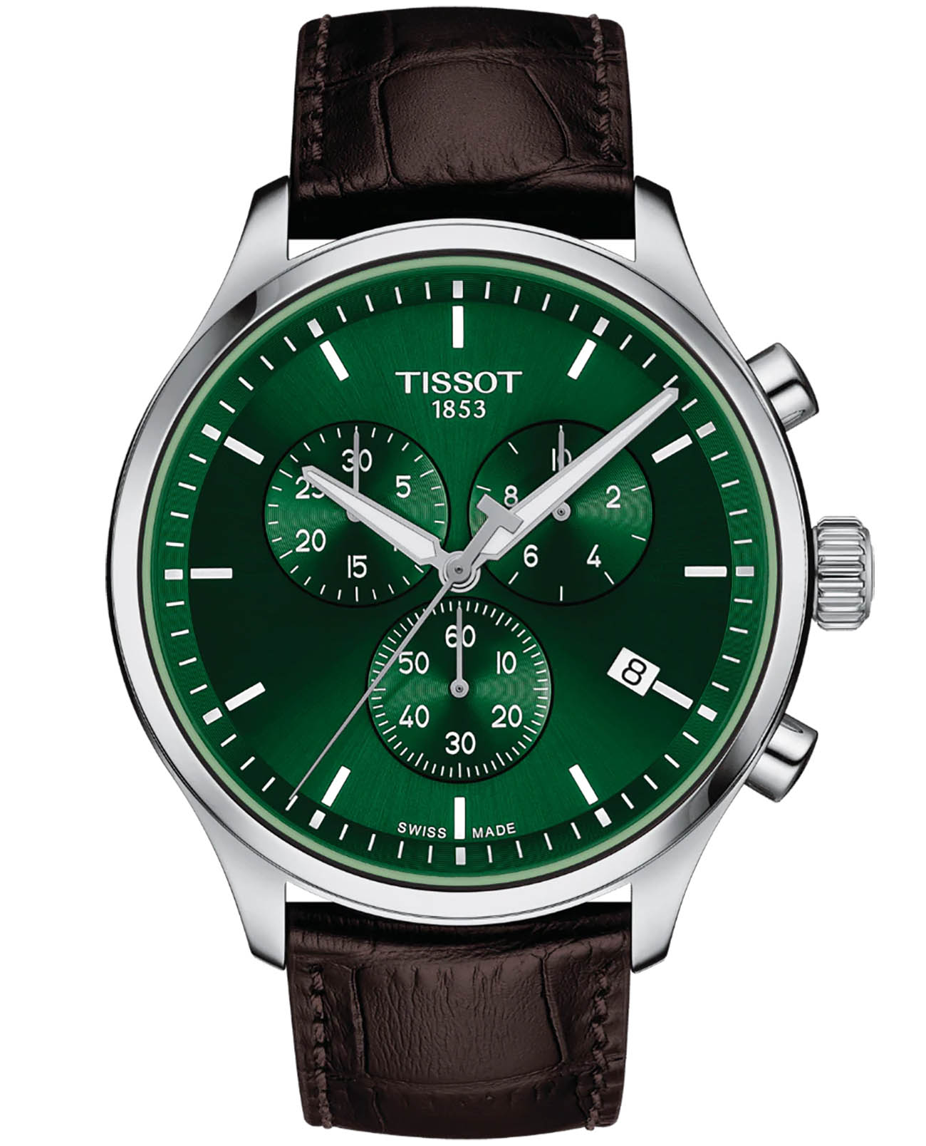 Tissot Tissot Chrono XL Classic T116.617.16.091.00 Chrono XL T1166171609100 кварцевые мужские часы зеленый циферблат, браслет кожаный — вид спереди