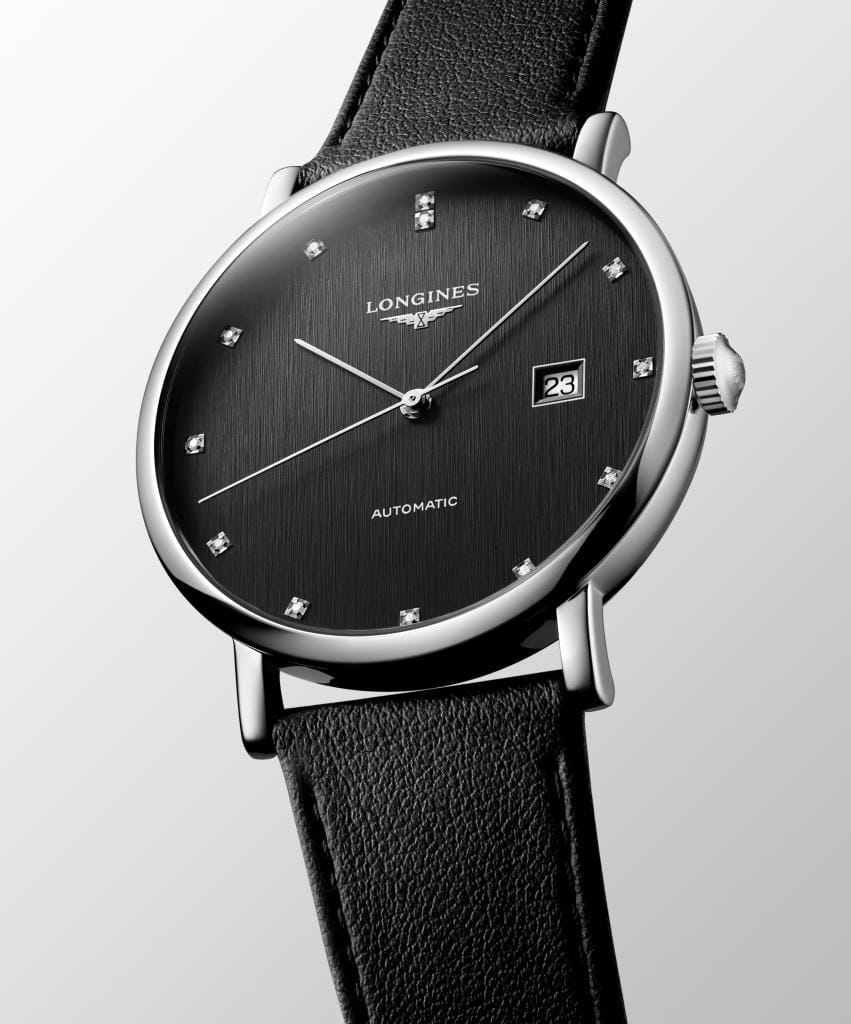 Longines Longines Elegant Collection L4.911.4.78.2 механические мужские часы часы крупный план черный циферблата