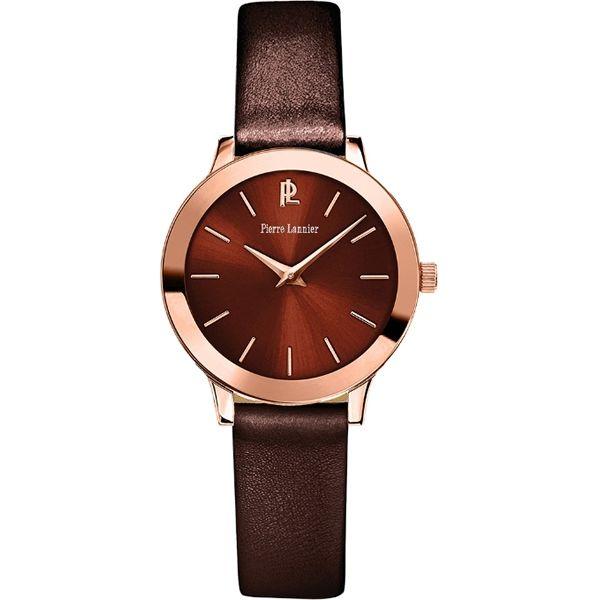 Pierre Lannier Pierre Lannier  023K944  023K944 кварцевые женские часы коричневый циферблат, браслет кожа + текстиль — вид спереди