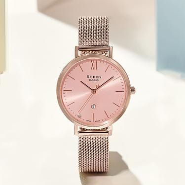 Casio Casio Sheen SHE-4539CM-4A женские часы розовый циферблат на запястье