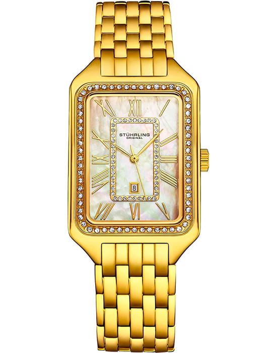 Stuhrling Stuhrling Lustra 4061.3  4061.3 кварцевые женские часы белый циферблат, браслет нержавеющая сталь с pvd-покрытием — вид спереди