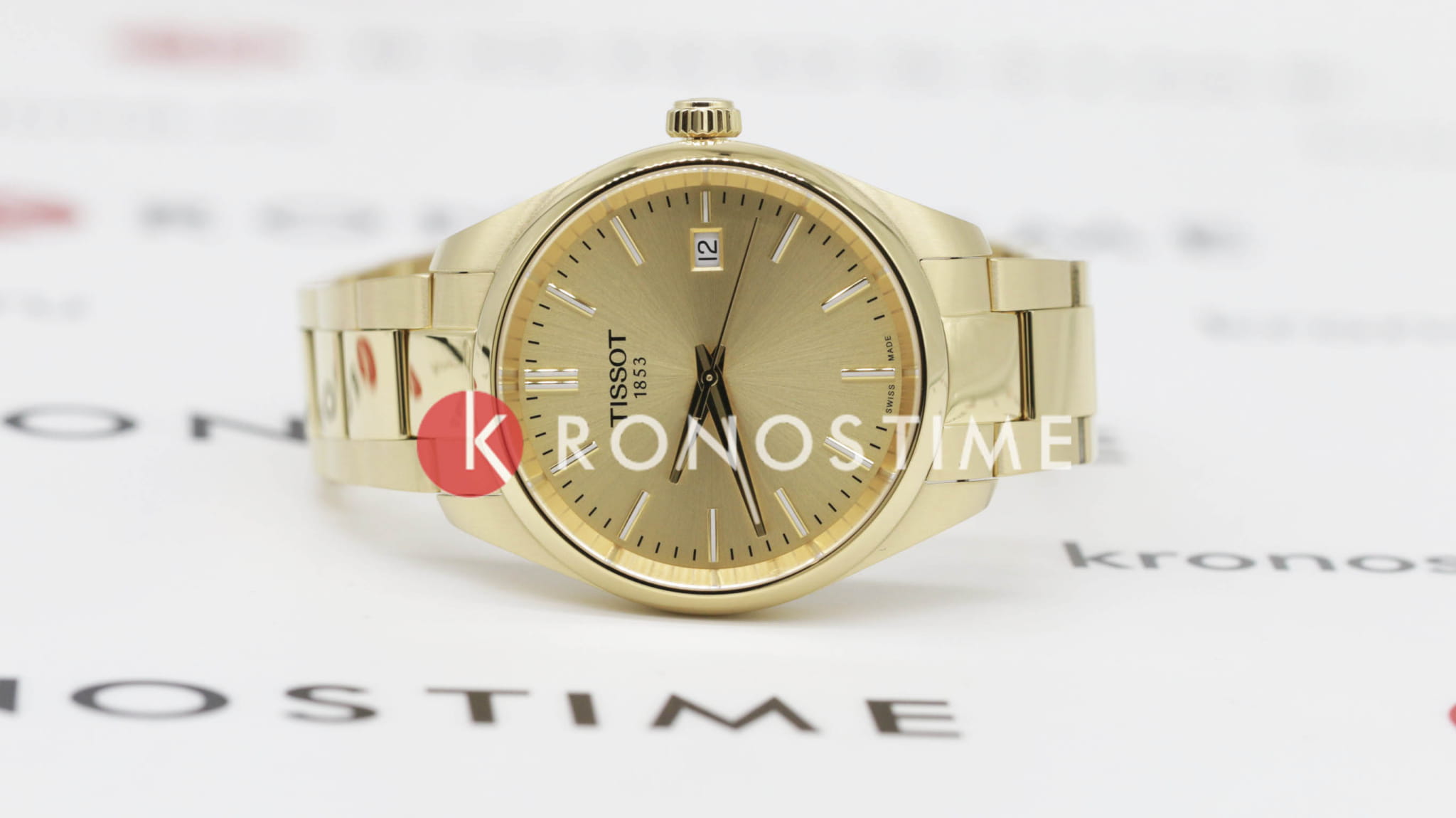 Tissot Tissot PR 100 T150.210.33.021.00 кварцевые женские часы часы крупный план золотой циферблата