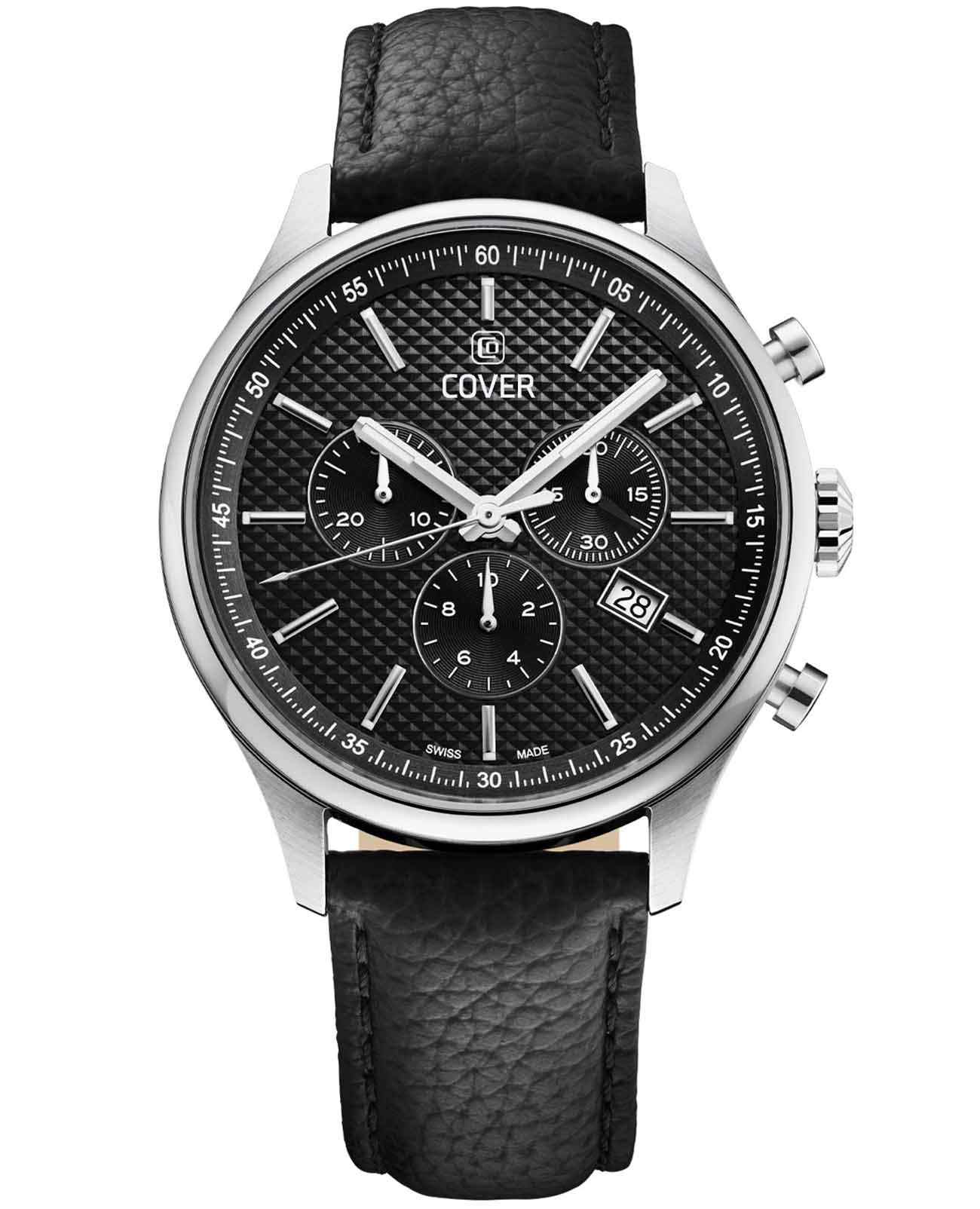 Cover Cover Chapman Chrono II CO220.05  CO220.05 кварцевые мужские часы черный циферблат, браслет кожаный — вид спереди