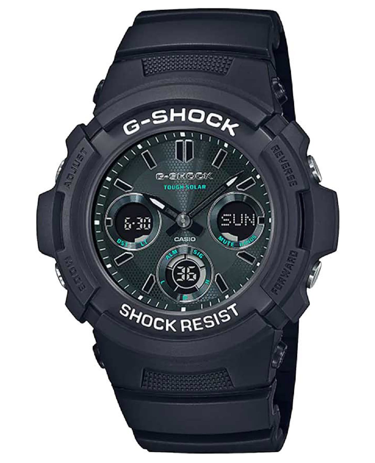 Casio Casio G-Shock AWR-M100SMG-1A  AWR-M100SMG-1A электронные мужские часы черный циферблат, браслет пластик — вид спереди
