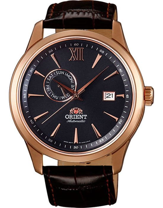 Orient Orient AL00004B (FAL00004B)  FAL00004B  мужские часы черный циферблат, браслет кожаный — вид спереди