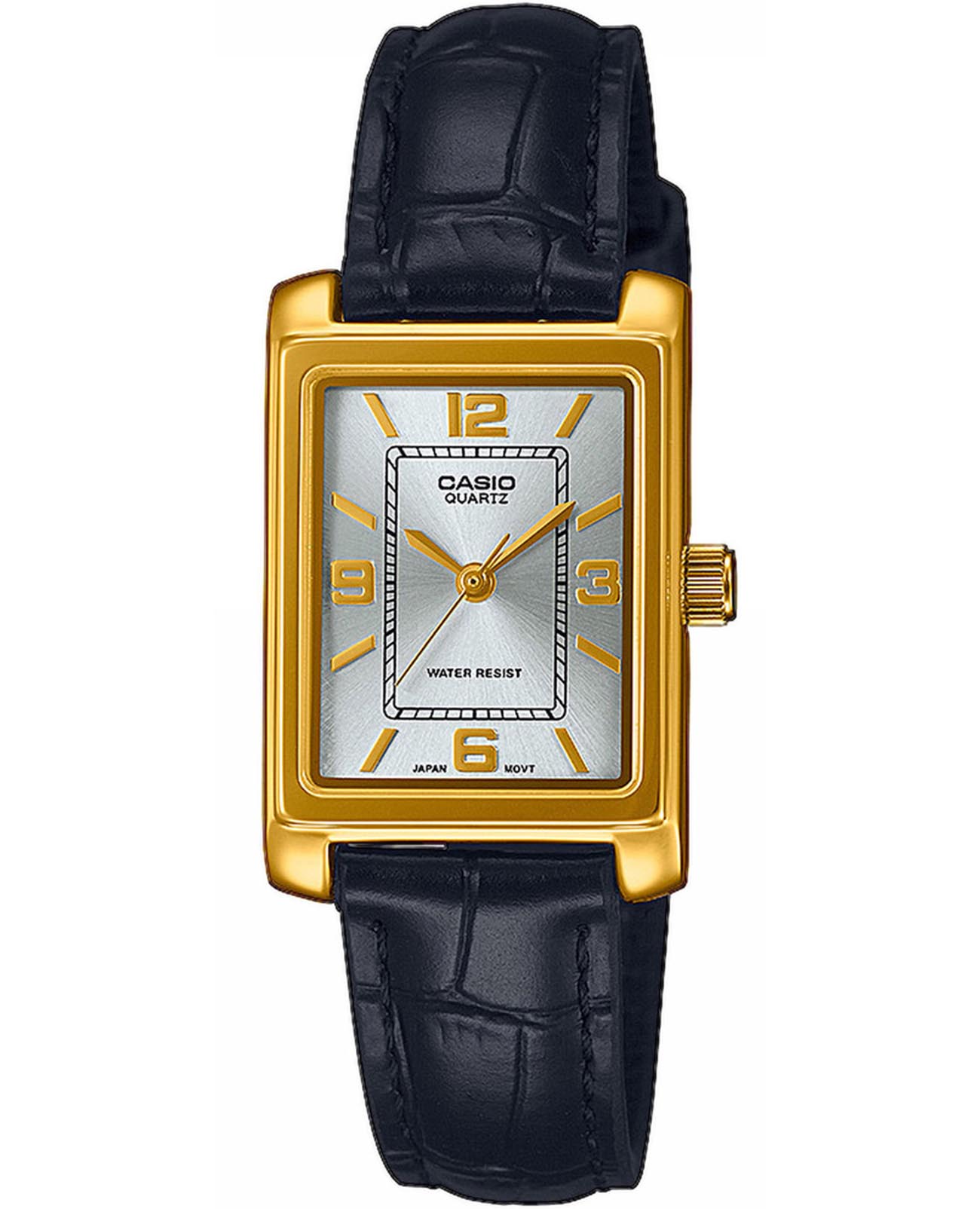 Casio Casio Collection LTP-1234PGL-7A2EF  LTP-1234PGL-7A2EF кварцевые женские часы серебристый циферблат, браслет кожаный — вид спереди